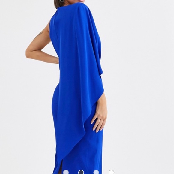 one shoulder caped midi dress - Picture 5 of 5